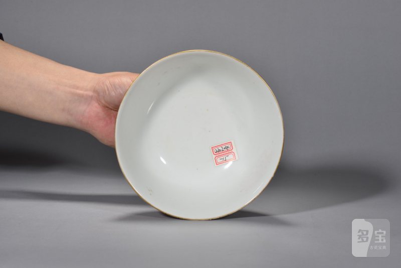 清光绪 珊瑚红地“日日见喜”图碗 - 图6